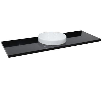61" Black galaxy countertop and single round sink