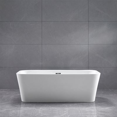 67 in. Freestanding Acrylic Bathtub in Glossy White