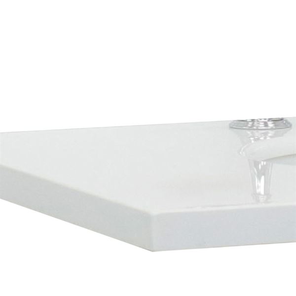 61 in. White Quartz Top with Double White Ceramic Oval Sinks