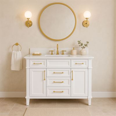 Round Metal Frame Mirror in Brushed Gold