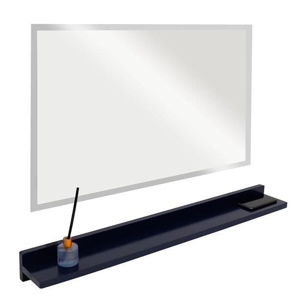 35" Blue Wireless Charging Shelf and Frameless Mirror Set