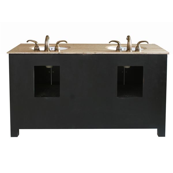 62 in Double sink vanity wood-black