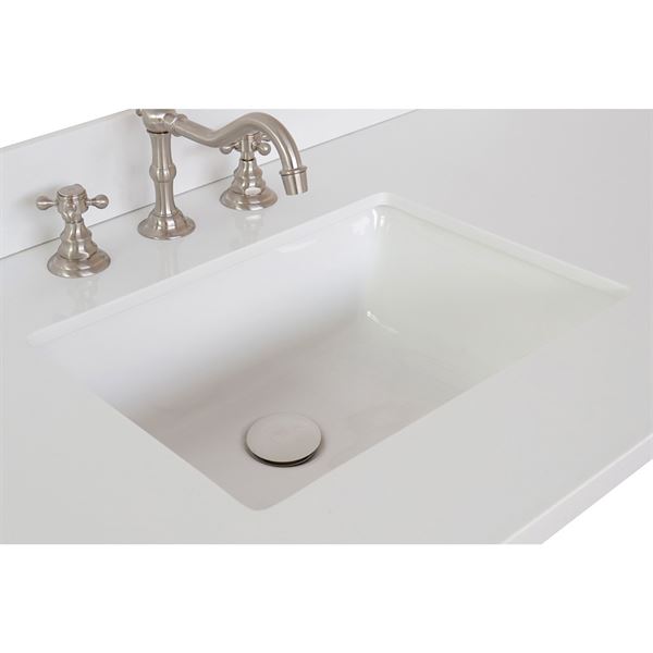 49 in. White Quartz Top with Single White Ceramic Rectangular Sink