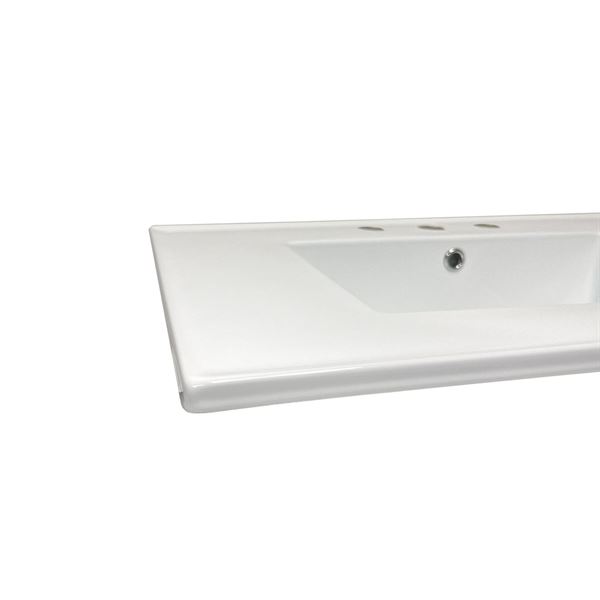 37 in. Single Sink Vitreous China Top with 3-Faucet Holes