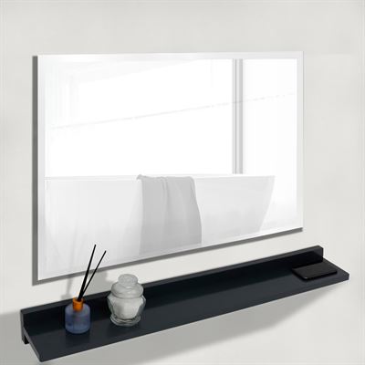 35" Dark Gray Wireless Charging Shelf and Frameless Mirror Set