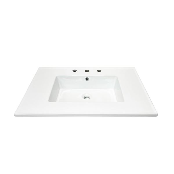 31 in. Single Sink Vitreous China Top with 3-Faucet Holes