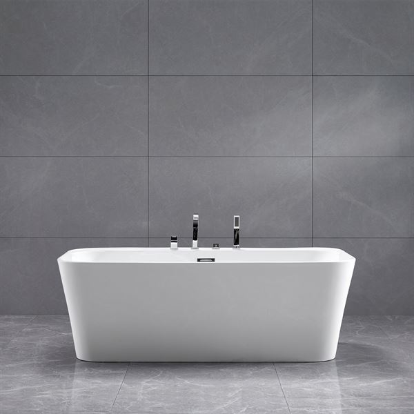 67 in. Freestanding Acrylic Bathtub in Glossy White