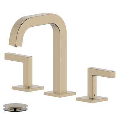 Kiel Double Handle Gold Widespread Bathroom Faucet with Drain Assembly with Overflow
