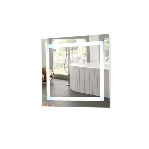 30 in. Rectangular LED Bordered Illuminated Mirror with Bluetooth Speakers with Straight Edges