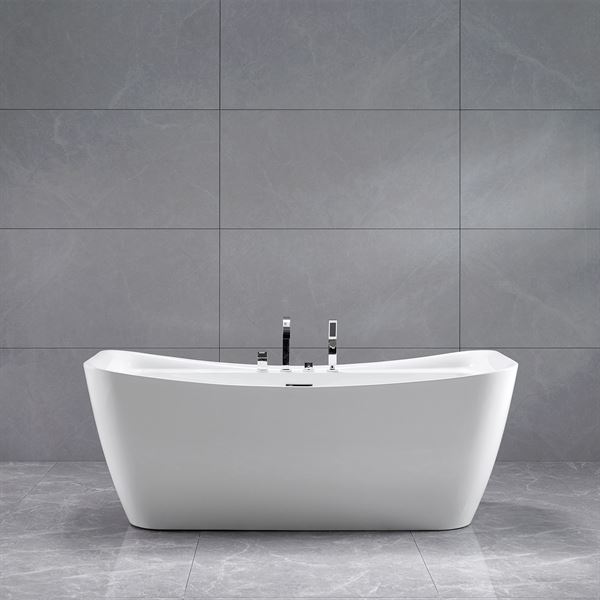 67 in. Freestanding Acrylic Bathtub in Glossy White