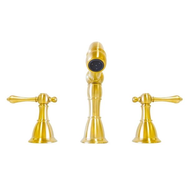 Messina Double Handle Gold Widespread High Arc Bathroom Faucet with Drain Assembly