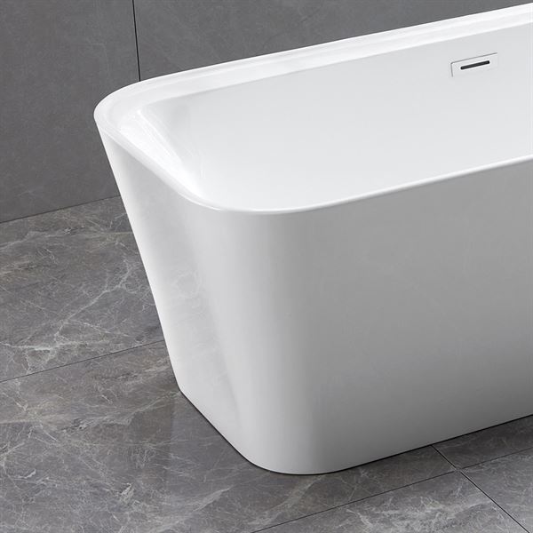 67 in. Freestanding Acrylic Bathtub in Glossy White