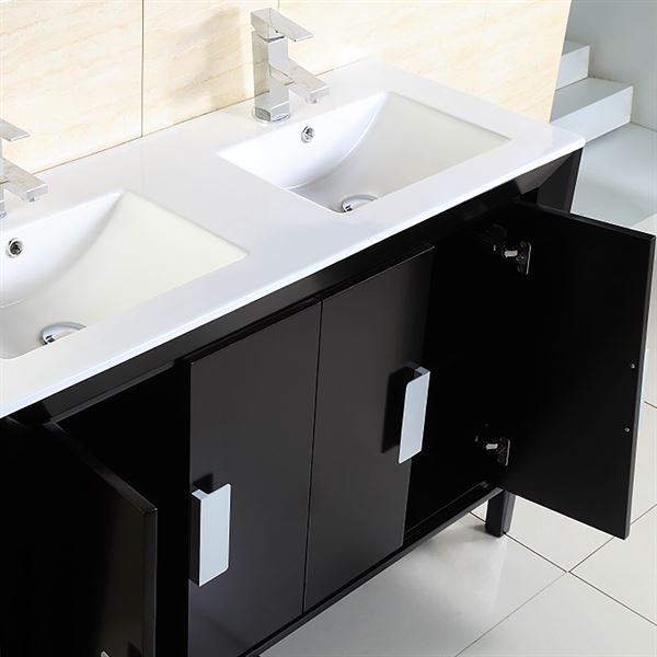 48 in. Double Sink Vanity with Dark Espresso Finish with Ceramic Top