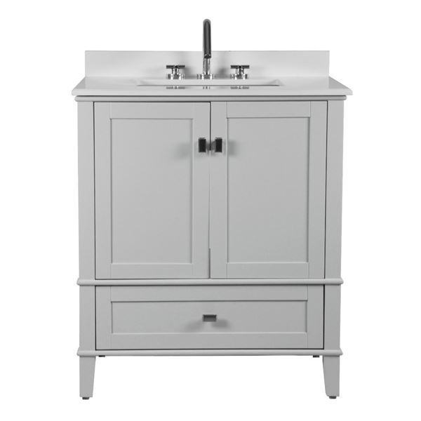 Aurora 31" SINGLE VANITY IN L/GRAY WITH QUARTZ TOP