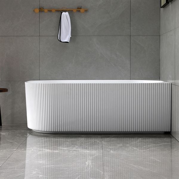 67 in. Freestanding Acrylic Bathtub in Glossy White