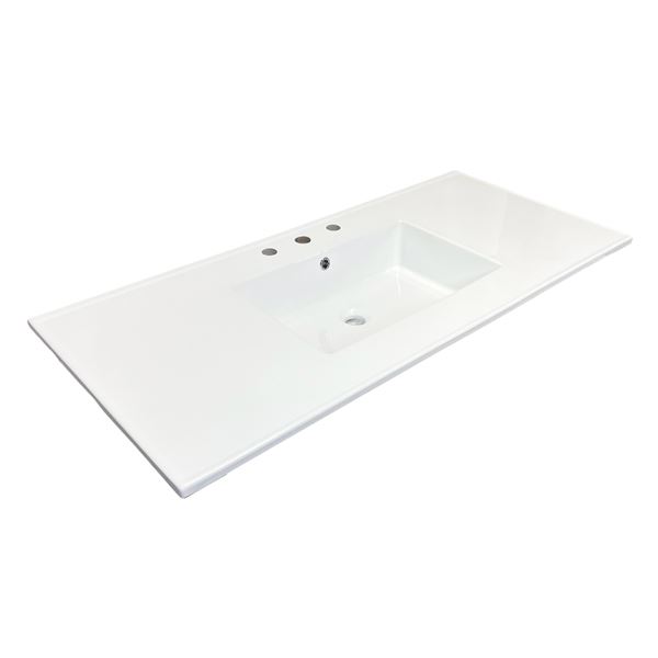 49 in. Single Sink Vitreous China Top with 3-Faucet Holes