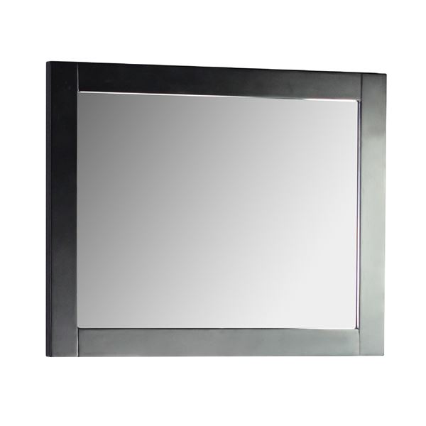 30" Rectangle Wood Frame Mirror in Matte Black Finish