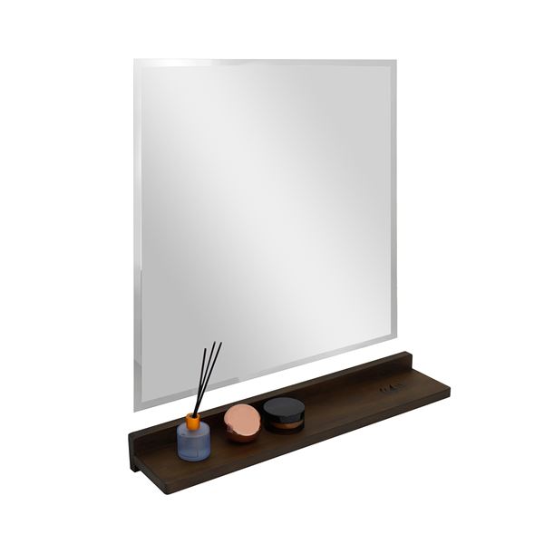 24" Rustic Wood Wireless Charging Shelf and Frameless Mirror Set