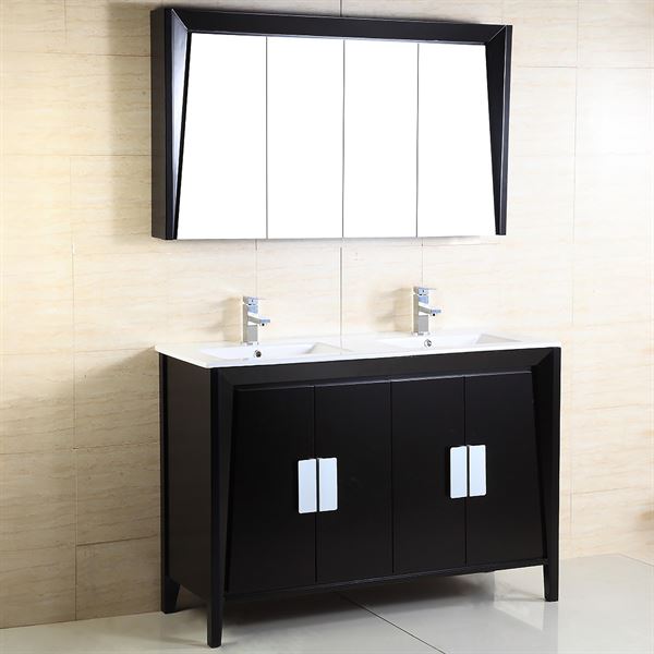 48 in. Double Sink Vanity with Dark Espresso Finish with Ceramic Top