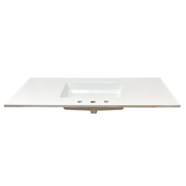 49 in. Single Sink Vitreous China Top with 3-Faucet Holes