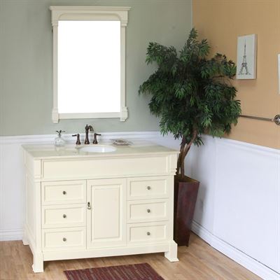 50 in Single sink vanity-wood-cream white