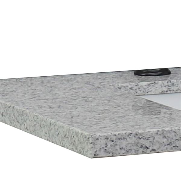 61" Gray granite countertop and double rectangle sink