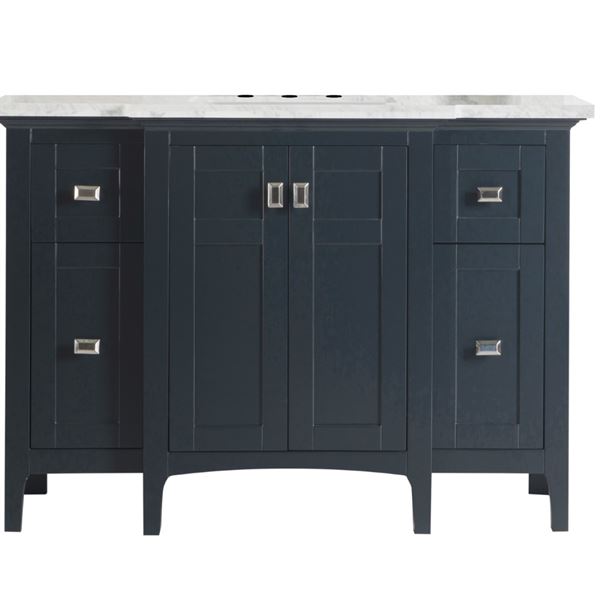 49" Single vanity-dark gray-white marble top