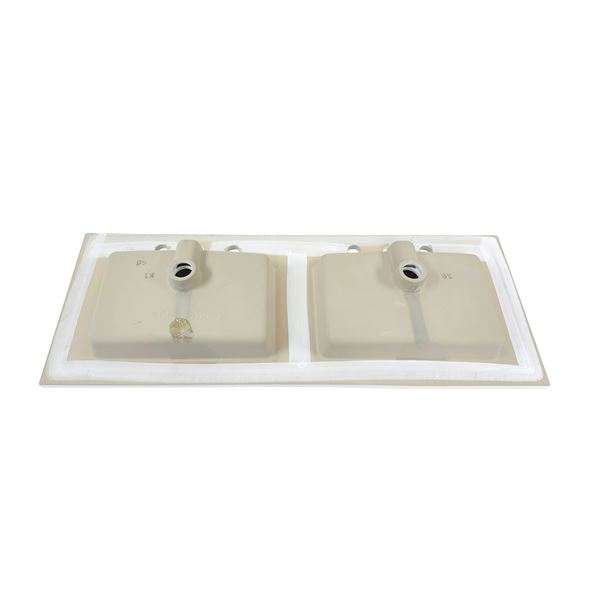 48 in. Double Ceramic Sink Top with 3-hole Faucet Holes