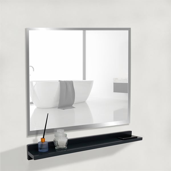 30" Dark Gray Wireless Charging Shelf and Frameless Mirror Set