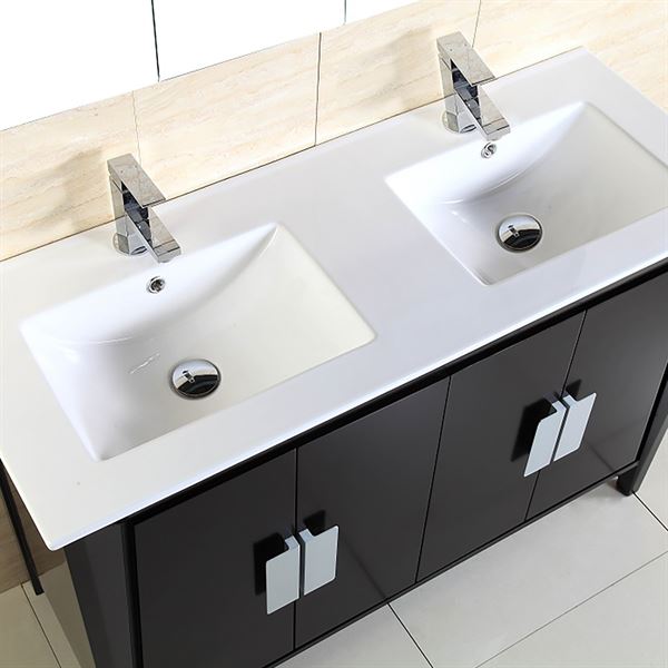 48 in. Double Sink Vanity with Dark Espresso Finish with Ceramic Top