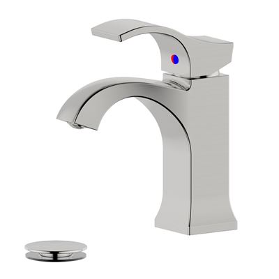 Kediri Single Handle Brushed Nickel Bathroom Faucet with Drain Assembly with Overflow