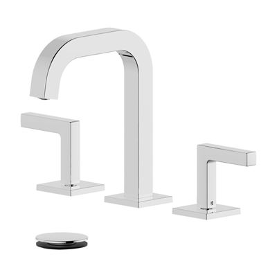 Kiel Double Handle Polished Chrome Widespread Bathroom Faucet with Drain Assembly with Overflow