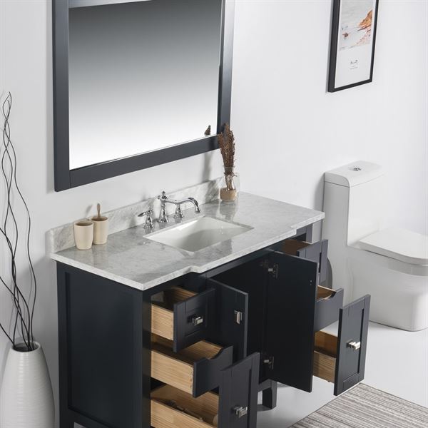 49" Single vanity-dark gray-white marble top