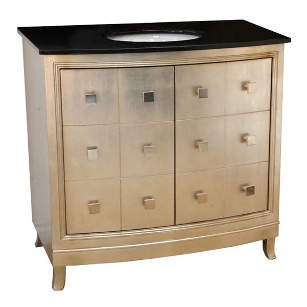 36 in Single sink vanity-wood-bronze silver