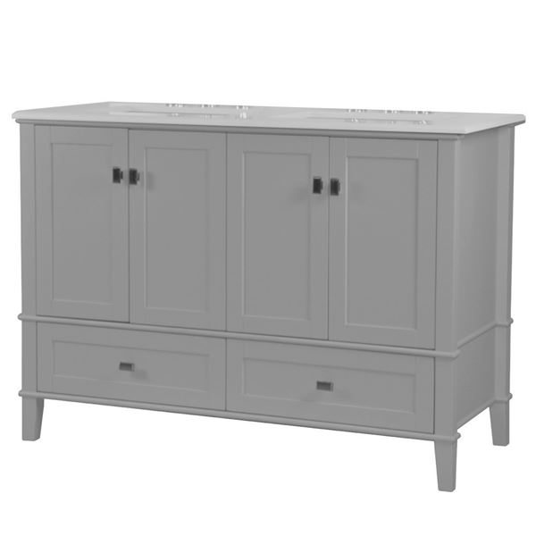 Aurora 49" DOUBLE VANITY IN L/GRAY WITH QUARTZ TOP