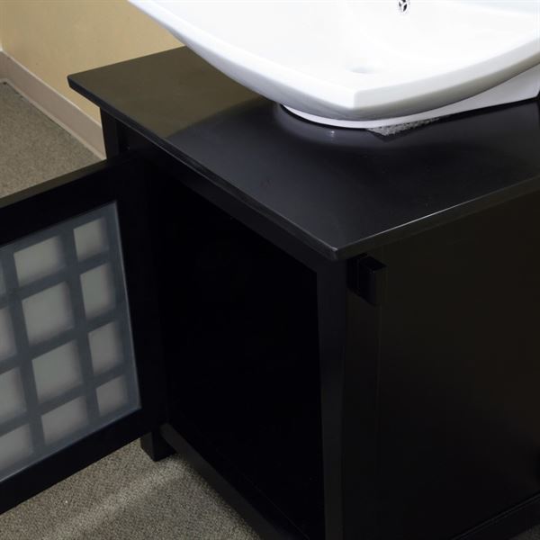 30 in Single Sink Vanity-Wood-Black 