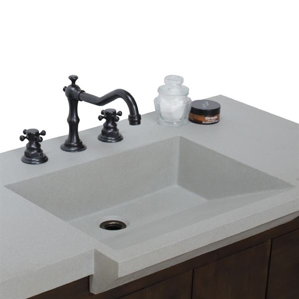 39 in Single Sink Vanity Rustic Wood Finish in Gray Concrete Top Brushed Nickel Hardware