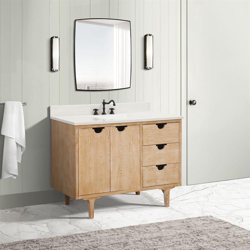 49" Single Sink Vanity in Weathered Neutral with Engineered Quartz Top