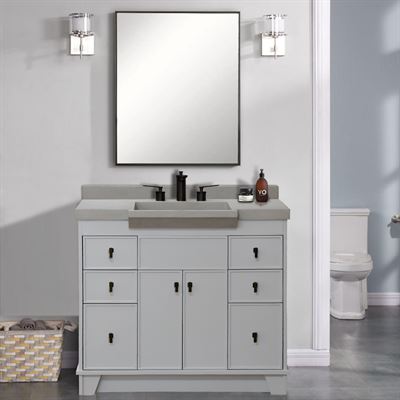 39 in Single Sink Vanity Light Gray Finish in Gray Concrete Top