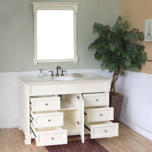 50 in Single sink vanity-wood-cream white
