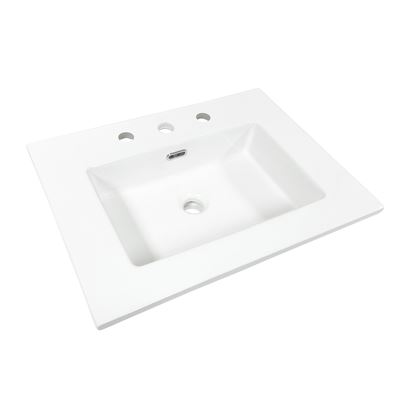 24 in. Single Ceramic Sink Top with 3-hole Faucet Holes