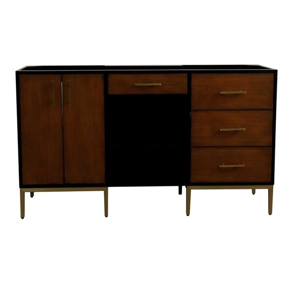 60 in. Double Vanity in Walnut and Black Finish - Cabinet Only