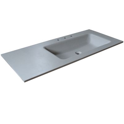 49 in. Single Dark Gray Concrete Top with Right Side Rectangle Sink