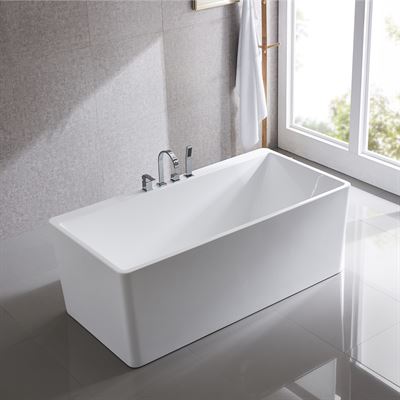 67 in. Freestanding Acrylic Bathtub in Glossy White