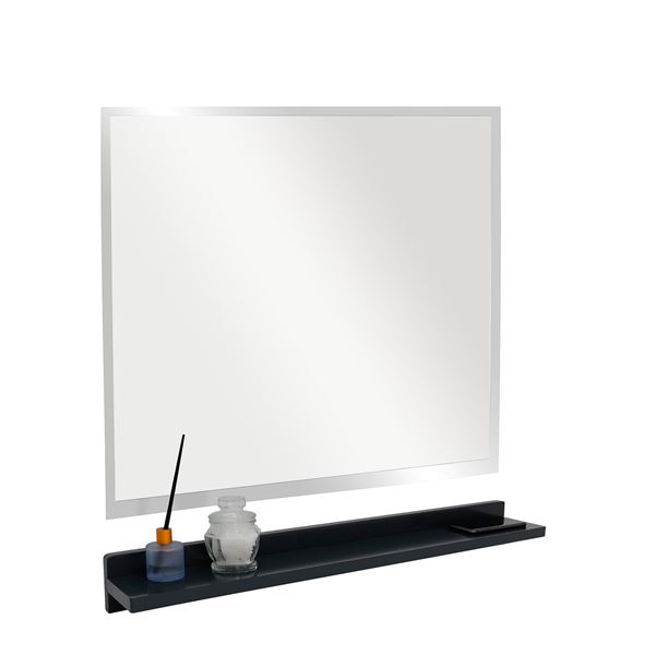 30" Dark Gray Wireless Charging Shelf and Frameless Mirror Set