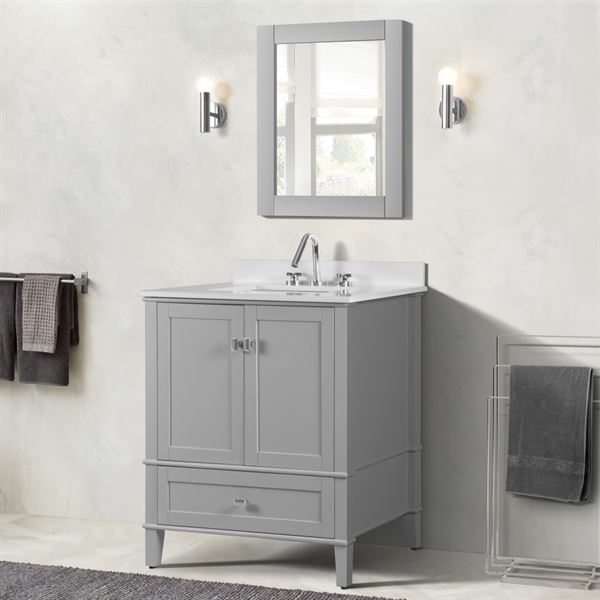 Aurora 31" SINGLE VANITY IN L/GRAY WITH QUARTZ TOP