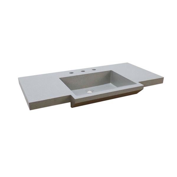 39 in Single Sink Vanity Light Gray Finish in Gray Concrete Top with Gold Hardware