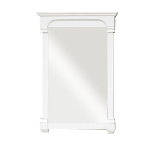 24 in Solid Wood Frame Mirror in White Finish