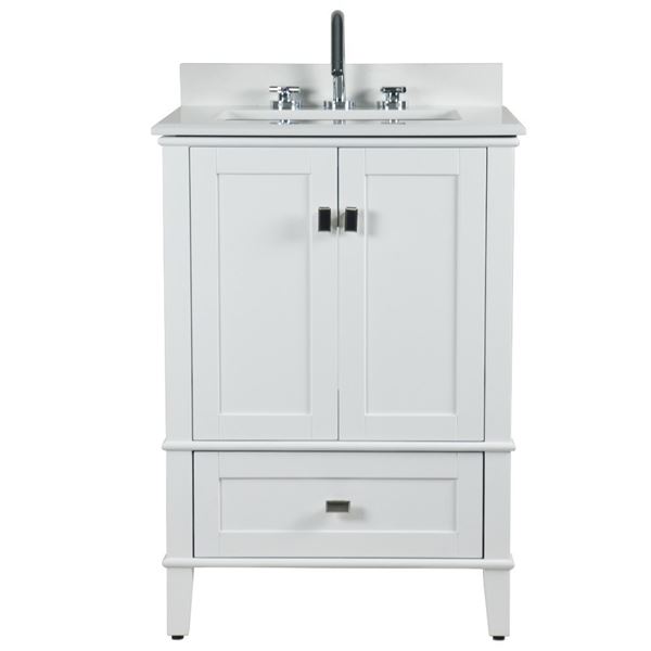 Aurora 25" SINGLE VANITY IN WHITE WITH QUARTZ TOP