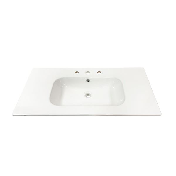 40 in. Single Ceramic Sink Top with 3-hole Faucet Holes